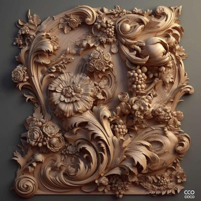 Patterns and decorations (stl rococo 3, PATTERN_1823) 3D models for cnc